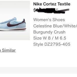 Nike Cortez in Celestine Blue with Burgundy Swoosh